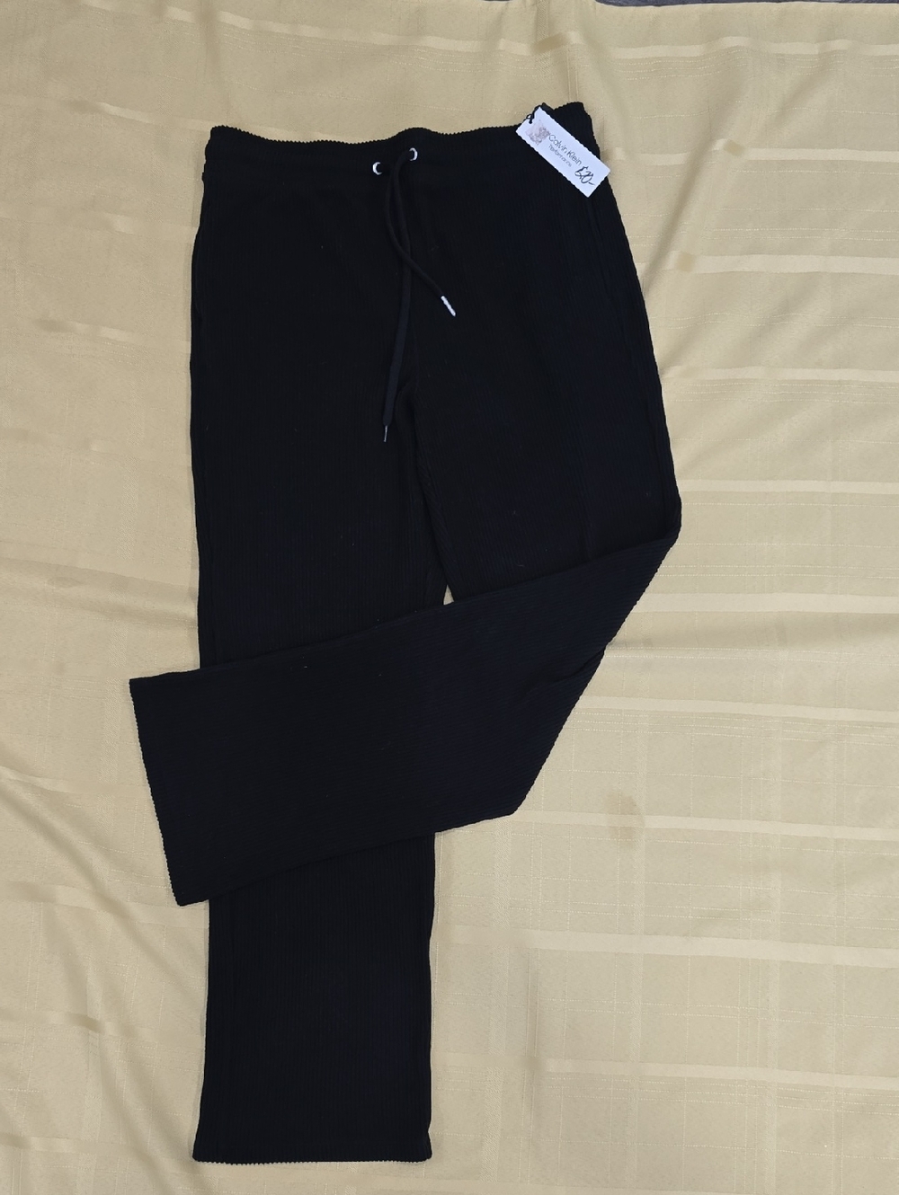 Calvin Klein Black Ribbed Drawstring Joggers - Picture 2 of 7